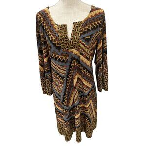 Live And Let Live Womens Geometric Multicolor Pattern Dress L